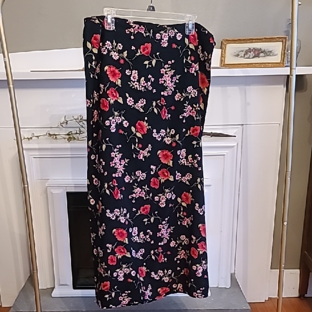 Heart Soul Black Maxi Skirt with Floral Design
